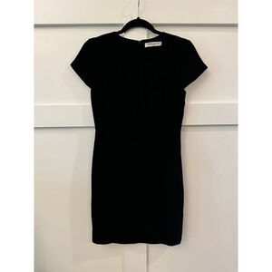 Black Amanda Uprichard V-neck Cap Sleeve Sheath‎ Dress Medium